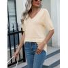 imageZeagoo Womens Summer Sweater Casual Short Sleeve Pullover Tops V Neck Lightweight Shirts Ribbed Knit Dressy BlouseApricot