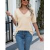 imageZeagoo Womens Summer Sweater Casual Short Sleeve Pullover Tops V Neck Lightweight Shirts Ribbed Knit Dressy BlouseApricot