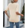 imageZeagoo Womens Summer Sweater Casual Short Sleeve Pullover Tops V Neck Lightweight Shirts Ribbed Knit Dressy BlouseApricot