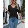 imageZeagoo Womens Summer Sweater Casual Short Sleeve Pullover Tops V Neck Lightweight Shirts Ribbed Knit Dressy BlouseBlack