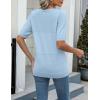 imageZeagoo Womens Summer Sweater Casual Short Sleeve Pullover Tops V Neck Lightweight Shirts Ribbed Knit Dressy BlouseBlue