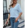 imageZeagoo Womens Summer Sweater Casual Short Sleeve Pullover Tops V Neck Lightweight Shirts Ribbed Knit Dressy BlouseBlue