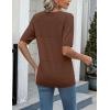 imageZeagoo Womens Summer Sweater Casual Short Sleeve Pullover Tops V Neck Lightweight Shirts Ribbed Knit Dressy BlouseCoffee