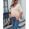 imageZeagoo Womens Summer Sweater Casual Short Sleeve Pullover Tops V Neck Lightweight Shirts Ribbed Knit Dressy BlouseColorful Stripes