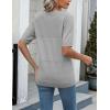 imageZeagoo Womens Summer Sweater Casual Short Sleeve Pullover Tops V Neck Lightweight Shirts Ribbed Knit Dressy BlouseGray