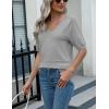 imageZeagoo Womens Summer Sweater Casual Short Sleeve Pullover Tops V Neck Lightweight Shirts Ribbed Knit Dressy BlouseGray