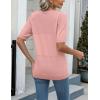 imageZeagoo Womens Summer Sweater Casual Short Sleeve Pullover Tops V Neck Lightweight Shirts Ribbed Knit Dressy BlousePink