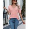 imageZeagoo Womens Summer Sweater Casual Short Sleeve Pullover Tops V Neck Lightweight Shirts Ribbed Knit Dressy BlousePink