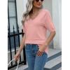 imageZeagoo Womens Summer Sweater Casual Short Sleeve Pullover Tops V Neck Lightweight Shirts Ribbed Knit Dressy BlousePink