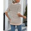imageZeagoo Womens Summer Sweater Casual Short Sleeve Pullover Tops V Neck Lightweight Shirts Ribbed Knit Dressy BlouseStripe Tw467