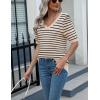 imageZeagoo Womens Summer Sweater Casual Short Sleeve Pullover Tops V Neck Lightweight Shirts Ribbed Knit Dressy BlouseStripe Tw467
