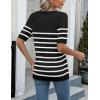 imageZeagoo Womens Summer Sweater Casual Short Sleeve Pullover Tops V Neck Lightweight Shirts Ribbed Knit Dressy BlouseStripe Tw540
