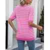 imageZeagoo Womens Summer Sweater Casual Short Sleeve Pullover Tops V Neck Lightweight Shirts Ribbed Knit Dressy BlouseStripe Tw570