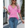 imageZeagoo Womens Summer Sweater Casual Short Sleeve Pullover Tops V Neck Lightweight Shirts Ribbed Knit Dressy BlouseStripe Tw570