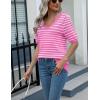 imageZeagoo Womens Summer Sweater Casual Short Sleeve Pullover Tops V Neck Lightweight Shirts Ribbed Knit Dressy BlouseStripe Tw570