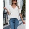 imageZeagoo Womens Summer Sweater Casual Short Sleeve Pullover Tops V Neck Lightweight Shirts Ribbed Knit Dressy BlouseWhite