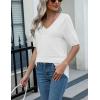 imageZeagoo Womens Summer Sweater Casual Short Sleeve Pullover Tops V Neck Lightweight Shirts Ribbed Knit Dressy BlouseWhite