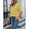 imageZeagoo Womens Summer Sweater Casual Short Sleeve Pullover Tops V Neck Lightweight Shirts Ribbed Knit Dressy BlouseYellow