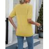 imageZeagoo Womens Summer Sweater Casual Short Sleeve Pullover Tops V Neck Lightweight Shirts Ribbed Knit Dressy BlouseYellow