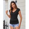 imageZeagoo Womens Summer Tops Cute V Neck Cap Sleeve Tshirts Loose Fit Dressy Casual Shirts Ruched Top TeesBlack
