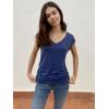 imageZeagoo Womens Summer Tops Cute V Neck Cap Sleeve Tshirts Loose Fit Dressy Casual Shirts Ruched Top TeesBlue