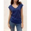 imageZeagoo Womens Summer Tops Cute V Neck Cap Sleeve Tshirts Loose Fit Dressy Casual Shirts Ruched Top TeesBlue
