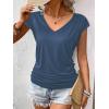 imageZeagoo Womens Summer Tops Cute V Neck Cap Sleeve Tshirts Loose Fit Dressy Casual Shirts Ruched Top TeesBlue