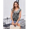 imageZeagoo Womens Summer Tops Cute V Neck Cap Sleeve Tshirts Loose Fit Dressy Casual Shirts Ruched Top TeesFloral Grey