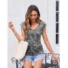 imageZeagoo Womens Summer Tops Cute V Neck Cap Sleeve Tshirts Loose Fit Dressy Casual Shirts Ruched Top TeesFloral Grey