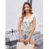 imageZeagoo Womens Summer Tops Cute V Neck Cap Sleeve Tshirts Loose Fit Dressy Casual Shirts Ruched Top TeesFloral White