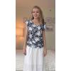 imageZeagoo Womens Summer Tops Cute V Neck Cap Sleeve Tshirts Loose Fit Dressy Casual Shirts Ruched Top TeesFlower Black