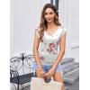imageZeagoo Womens Summer Tops Cute V Neck Cap Sleeve Tshirts Loose Fit Dressy Casual Shirts Ruched Top TeesFlower White