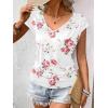 imageZeagoo Womens Summer Tops Cute V Neck Cap Sleeve Tshirts Loose Fit Dressy Casual Shirts Ruched Top TeesFlower White black