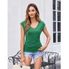 imageZeagoo Womens Summer Tops Cute V Neck Cap Sleeve Tshirts Loose Fit Dressy Casual Shirts Ruched Top TeesGreen