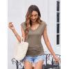imageZeagoo Womens Summer Tops Cute V Neck Cap Sleeve Tshirts Loose Fit Dressy Casual Shirts Ruched Top TeesKhaki
