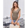 imageZeagoo Womens Summer Tops Cute V Neck Cap Sleeve Tshirts Loose Fit Dressy Casual Shirts Ruched Top TeesKhaki