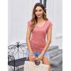 imageZeagoo Womens Summer Tops Cute V Neck Cap Sleeve Tshirts Loose Fit Dressy Casual Shirts Ruched Top TeesPink