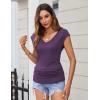 imageZeagoo Womens Summer Tops Cute V Neck Cap Sleeve Tshirts Loose Fit Dressy Casual Shirts Ruched Top TeesPurple