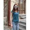 imageZeagoo Womens Summer Tops Cute V Neck Cap Sleeve Tshirts Loose Fit Dressy Casual Shirts Ruched Top TeesTeal
