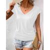 imageZeagoo Womens Summer Tops Cute V Neck Cap Sleeve Tshirts Loose Fit Dressy Casual Shirts Ruched Top TeesWhite