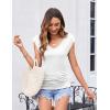imageZeagoo Womens Summer Tops Cute V Neck Cap Sleeve Tshirts Loose Fit Dressy Casual Shirts Ruched Top TeesWhite