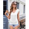imageZeagoo Womens Summer Tops Cute V Neck Cap Sleeve Tshirts Loose Fit Dressy Casual Shirts Ruched Top TeesWhite