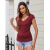 imageZeagoo Womens Summer Tops Cute V Neck Cap Sleeve Tshirts Loose Fit Dressy Casual Shirts Ruched Top TeesWine Red