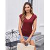 imageZeagoo Womens Summer Tops Cute V Neck Cap Sleeve Tshirts Loose Fit Dressy Casual Shirts Ruched Top TeesWine Red black