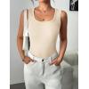 imageZeagoo Womens Summer Tops Square Neck Ribbed Tank Tops Slim Fitted Racerback Sleeveless Shirts Basic Casual 2 PackBblackbeige