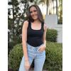 imageZeagoo Womens Summer Tops Square Neck Ribbed Tank Tops Slim Fitted Racerback Sleeveless Shirts Basic Casual 2 PackBblackbrown