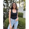 imageZeagoo Womens Summer Tops Square Neck Ribbed Tank Tops Slim Fitted Racerback Sleeveless Shirts Basic Casual 2 PackBblackorange