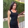 imageZeagoo Womens Summer Tops Square Neck Ribbed Tank Tops Slim Fitted Racerback Sleeveless Shirts Basic Casual 2 PackBblackorange