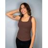 imageZeagoo Womens Summer Tops Square Neck Ribbed Tank Tops Slim Fitted Racerback Sleeveless Shirts Basic Casual 2 PackBwhitebrown