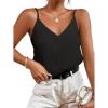 imageZeagoo Camisole Tops for Women VNeck Spaghetti Strap Tank Top Long Sexy Flowy Summer Textured Sleeveless TopsBlack
